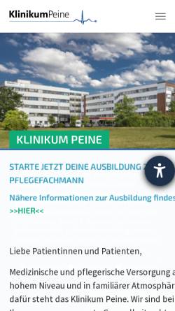 Vorschau der mobilen Webseite www.klinikum-peine.de, Klinikum Peine