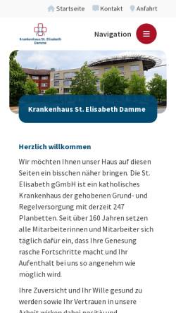 Vorschau der mobilen Webseite www.krankenhaus-damme.de, Krankenhaus St. Elisabeth-Stift Damme