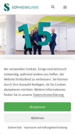 Vorschau der mobilen Webseite www.sophienklinik.de, Sophien-Kliniken Hannover