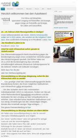 Vorschau der mobilen Webseite www.autofrei.de, Autofrei leben! e.V.