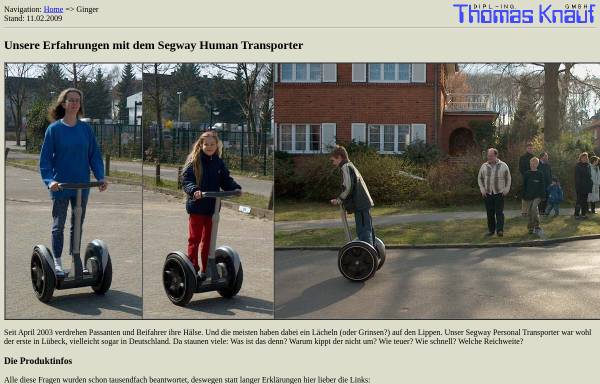 Vorschau von www.thomasknauf.de, Erfahrungen mit dem Segway Human Transporter