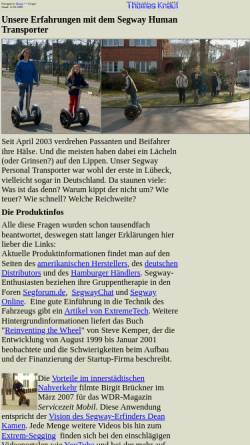 Vorschau der mobilen Webseite www.thomasknauf.de, Erfahrungen mit dem Segway Human Transporter