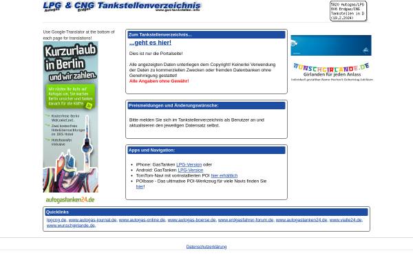 Vorschau von www.gas-tankstellen.de, LPG- und CNG-Tankstellenverzeichnis