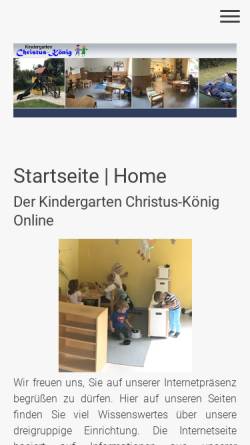 Vorschau der mobilen Webseite www.kigachristuskoenig.de, Katholischer Kindergarten Christus-König