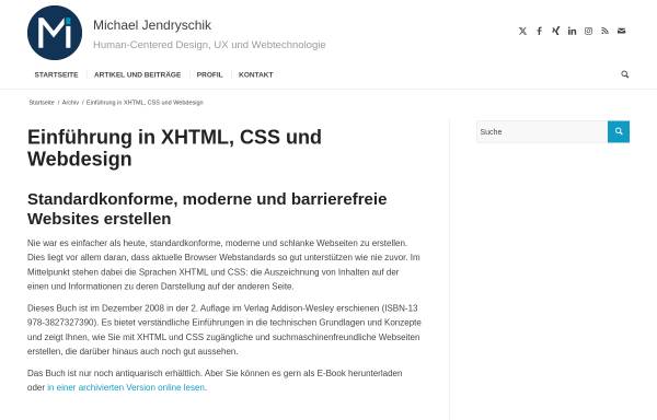 Vorschau von jendryschik.de, Einführung in XHTML, CSS und Webdesign