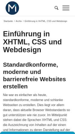 Vorschau der mobilen Webseite jendryschik.de, Einführung in XHTML, CSS und Webdesign