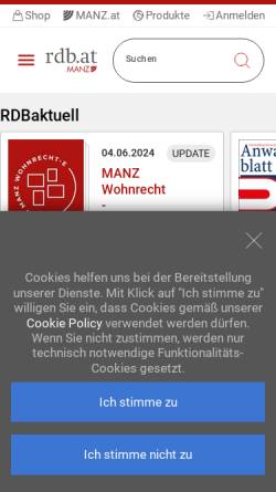 Vorschau der mobilen Webseite rdb.manz.at, RDB - Rechtsdatenbank