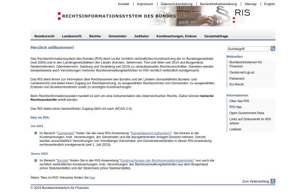 Vorschau von www.ris.bka.gv.at, Rechtsinformationssystem (RIS)