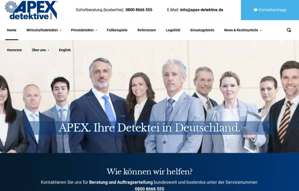 Vorschau von www.apex-detektive.de, Detektei Apex Detektive GmbH
