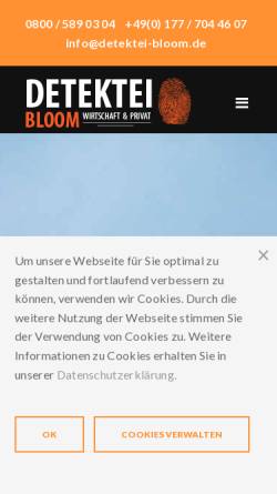 Vorschau der mobilen Webseite www.detektei-bloom.de, Detektei Bloom