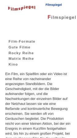 Vorschau der mobilen Webseite www.filmspiegel.de, Filmspiegel.de