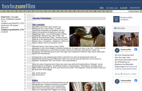 Vorschau von www.textezumfilm.de, Texte zum Film