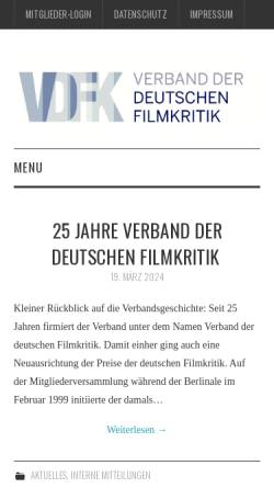 Vorschau der mobilen Webseite www.vdfk.de, Verband der deutschen Filmkritik