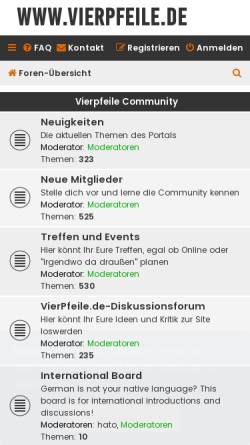 Vorschau der mobilen Webseite vierpfeile.de, Vier Pfeile