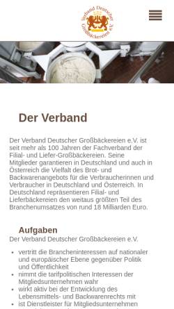 Vorschau der mobilen Webseite www.grossbaecker.de, Verband Deutscher Großbäckereien e.V.
