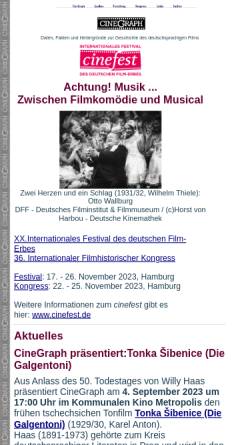 Vorschau der mobilen Webseite www.cinegraph.de, CineGraph