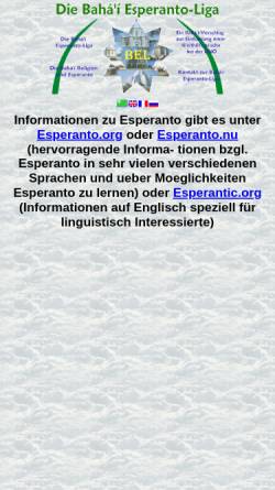 Vorschau der mobilen Webseite bahaaeligo.bahai.de, Bahá’í-Esperanto-Liga