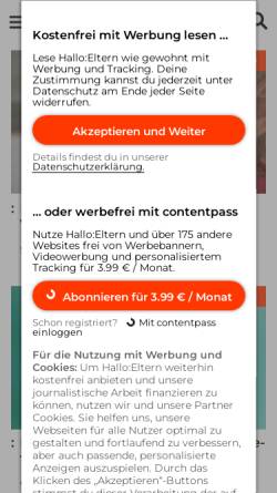 Vorschau der mobilen Webseite www.hallo-eltern.de, Hallo Eltern