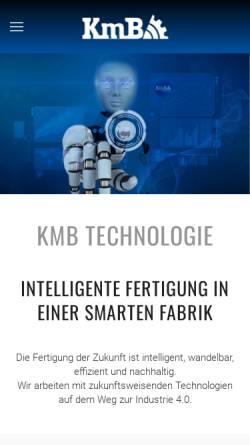 Vorschau der mobilen Webseite www.kmb-technologie.de, KmB Technologie Gesellschaft für rationelle Fertigung mbH