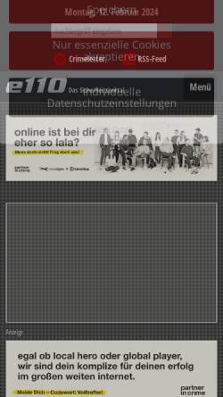 Vorschau der mobilen Webseite www.e110.de, e110 - Das Sicherheitsportal von Eduard Zimmermann