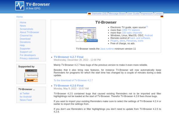 Vorschau von www.tvbrowser.org, TV Browser