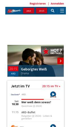 Vorschau der mobilen Webseite www.tvmovie.de, TV Movie