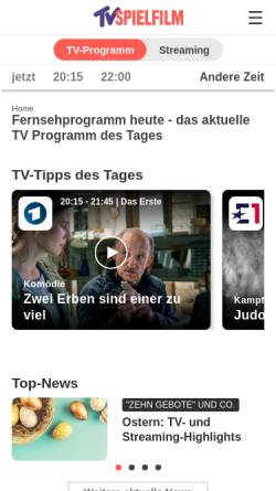 Vorschau der mobilen Webseite www.tvspielfilm.de, TV Spielfilm