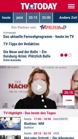 Vorschau der mobilen Webseite www.tvtoday.de, TV Today