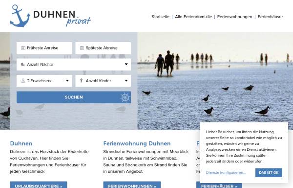 Vorschau von www.duhnen-privat.de, Duhnen Privat, Cornelia Lange