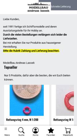 Vorschau der mobilen Webseite www.modellbau-lassek.de, Modellbau Andreas Lassek