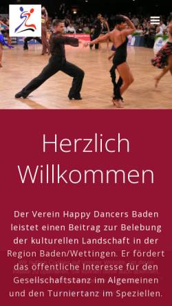 Vorschau der mobilen Webseite www.happydancers.ch, Tanzclub Happy Dancers