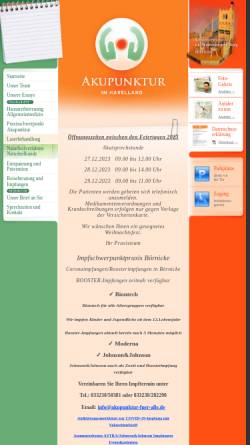 Vorschau der mobilen Webseite www.akupunktur-fuer-alle.de, Akupunktur im Havelland