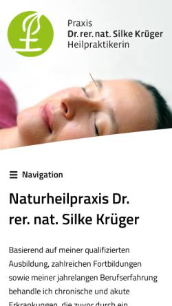Vorschau der mobilen Webseite www.dr-silke-krueger.de, Akupunkturpraxis Dr. rer nat. Silke Krüger