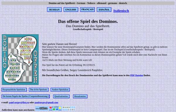 Vorschau von www.dominoopen.64g.ru, Das offene Spiel des Dominos.