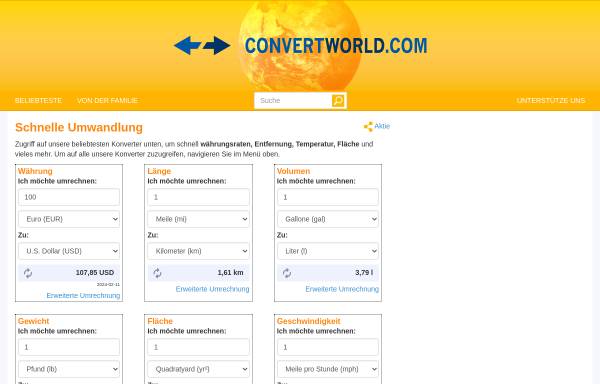 Vorschau von www.convertworld.com, Convert world