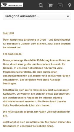 Vorschau der mobilen Webseite www.fee-gobelin.de, Fee Gobelin Studio