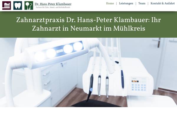 Vorschau von www.zahnarzt-klambauer.at, Dr. Hans-Peter Klambauer