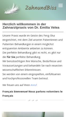 Vorschau der mobilen Webseite www.zahnundbiss.ch, Dr. Emilia Velea