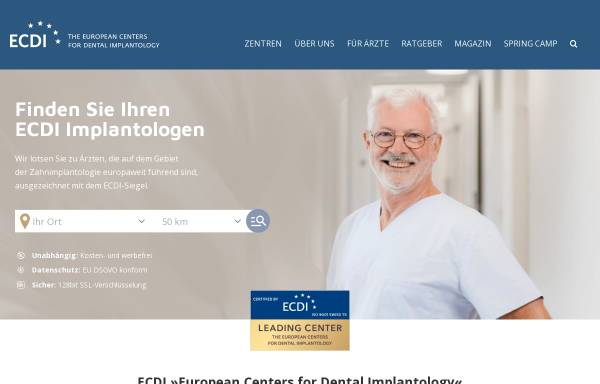 Vorschau von zahnimplantate.com, ECDI - The European Centers for Dental Implantology GmbH