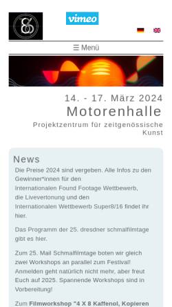 Vorschau der mobilen Webseite www.schmalfilmtage.de, Dresdner Schmalfilmtage