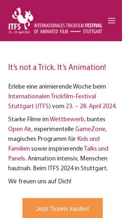 Vorschau der mobilen Webseite www.itfs.de, Stuttgart, Internationales Trickfilmfestival