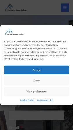Vorschau der mobilen Webseite www.hermann-hesse-kolleg.de, Hermann-Hesse-Kolleg