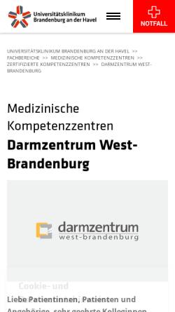 Vorschau der mobilen Webseite darmzentrum-westbrandenburg.de, Darmzentrum West-Brandenburg