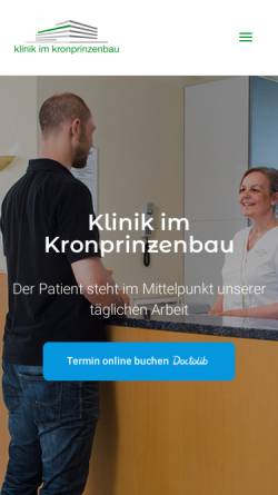 Vorschau der mobilen Webseite www.kronprinzenbau-klinik.de, Klinik im Kronprinzenbau Reutlingen