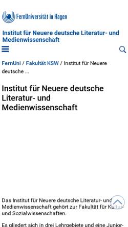 Vorschau der mobilen Webseite www.fernuni-hagen.de, Institut für neuere deutsche und europäische Literatur