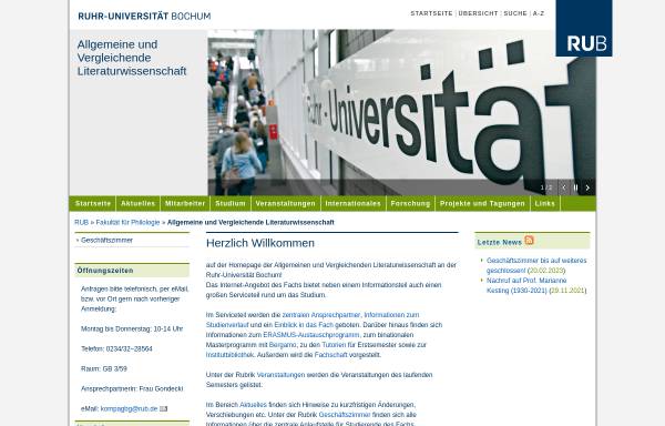Vorschau von www.ruhr-uni-bochum.de, Lehrstuhl für Komparatistik der Ruhr-Universität Bochum