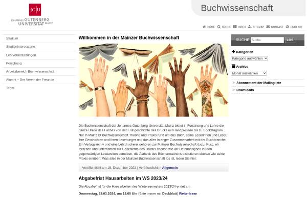 Vorschau von www.buchwissenschaft.uni-mainz.de, Mainzer Institut für Buchwissenschaft