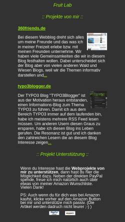 Vorschau der mobilen Webseite typo3.fruit-lab.de, Optimierung für TYPO3
