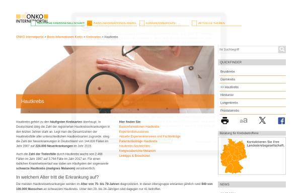 Vorschau von www.krebsgesellschaft.de, Früherkennung und Vorsorge