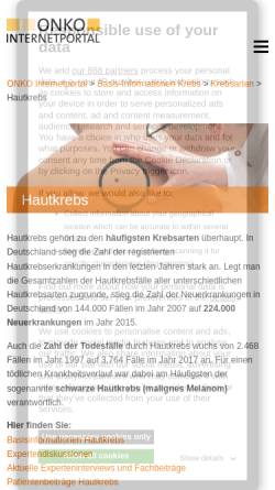 Vorschau der mobilen Webseite www.krebsgesellschaft.de, Früherkennung und Vorsorge